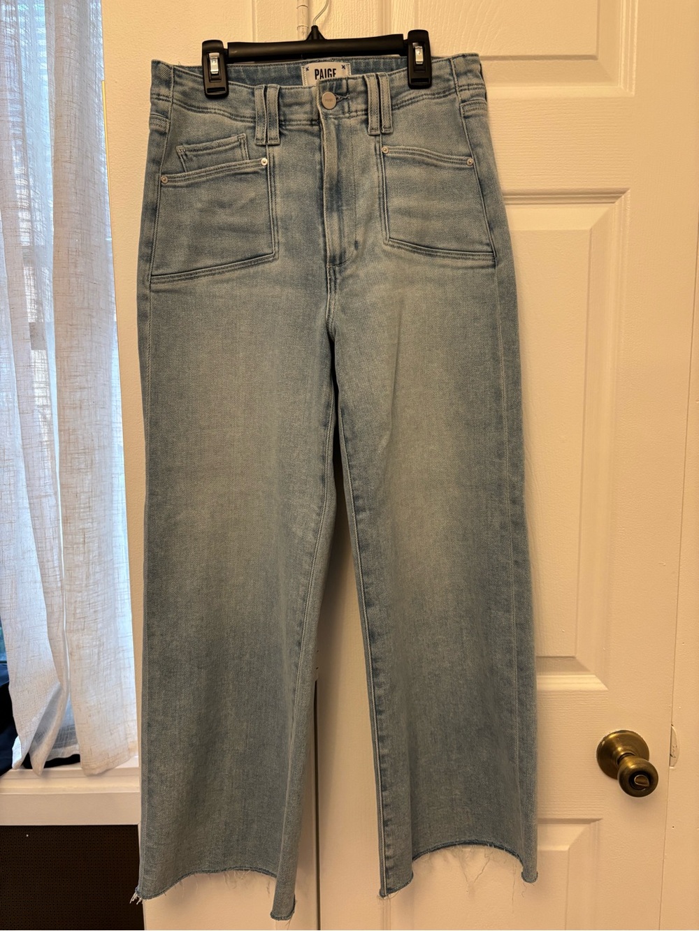 PAIGE Anessa Raw Hem High Waist Wide Leg Jeans